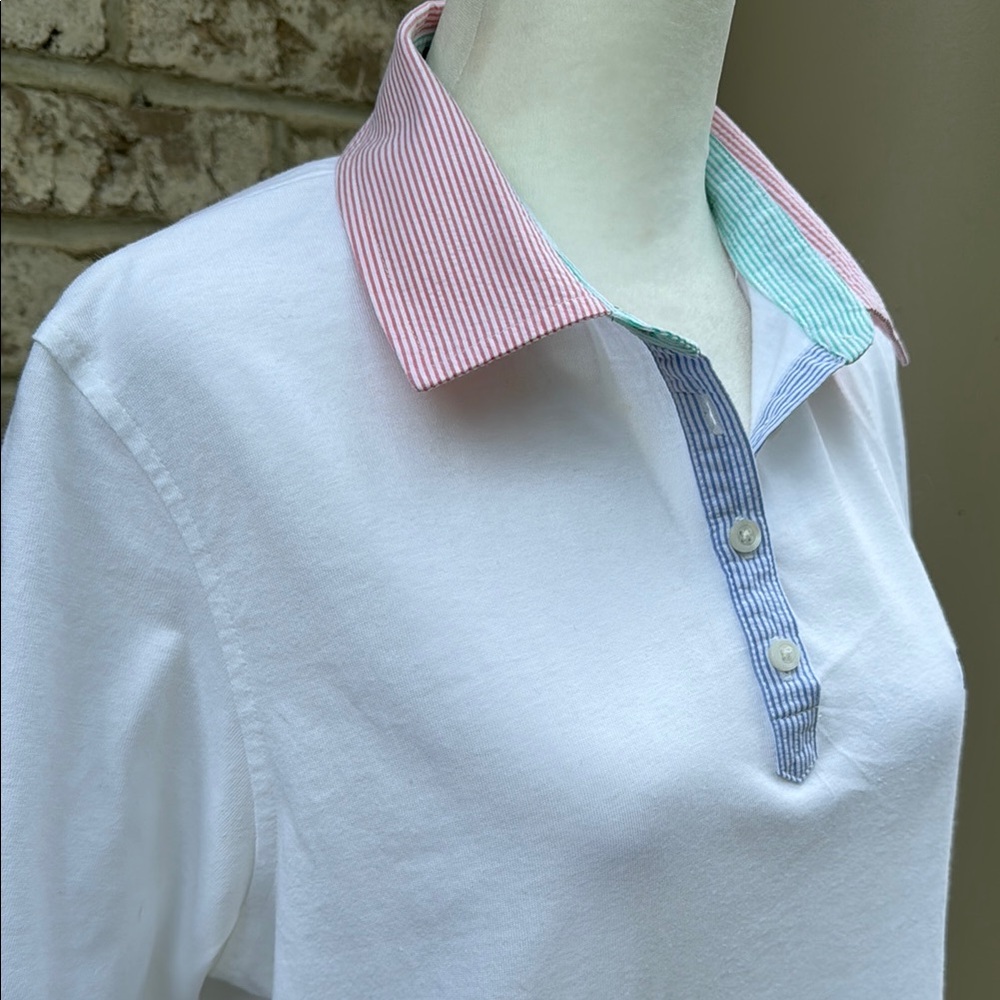 Like New Tommy Hilfiger Cotton Polo with Preppy Seersucker Fabric - Picture 7 of 12